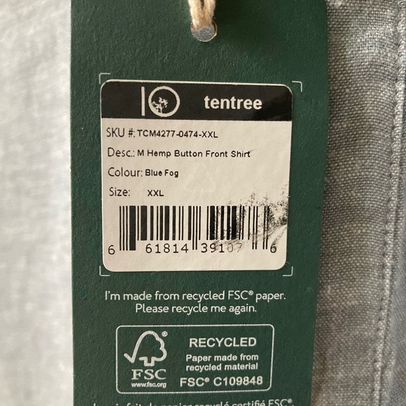 Ten Tree XXL hemp Button Front Shirt in Blue Fog - Picture 4 of 5